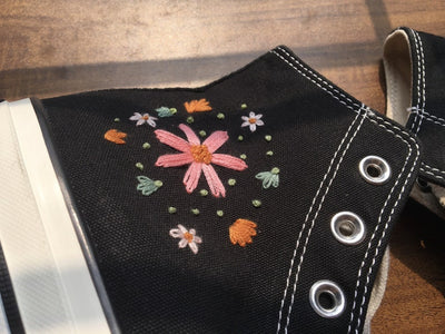 Pink Bouquet Converse Embroidery