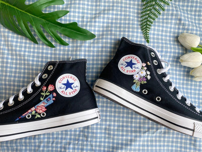 Mushrooms and Flowers Converse Embroidery