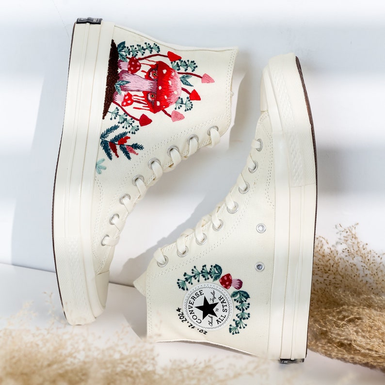 Red Mushroom Embroidered Converse High Top