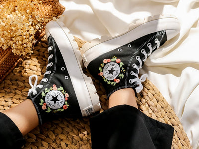 Jellyfish and Flowers Converse Embroidery