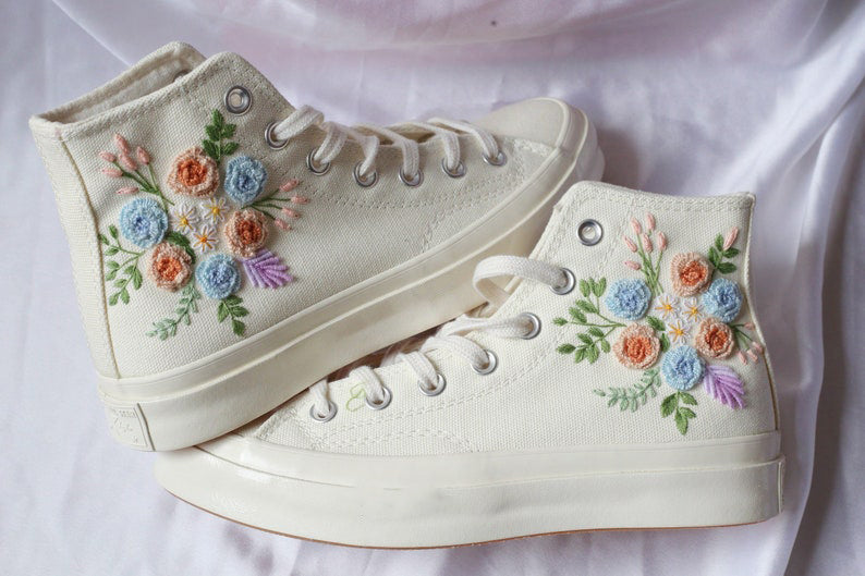 Pastel Bouquet Converse Embroidery