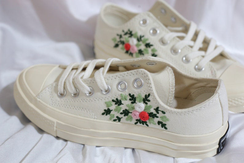 Rose Sprig Converse Embroidery