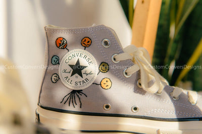 Converse High Tops Embroidered Sunflowers And Ghosts