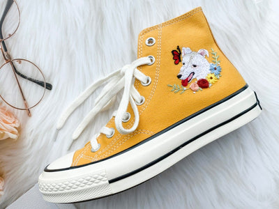 Dog and Butterfly Converse Embroidery