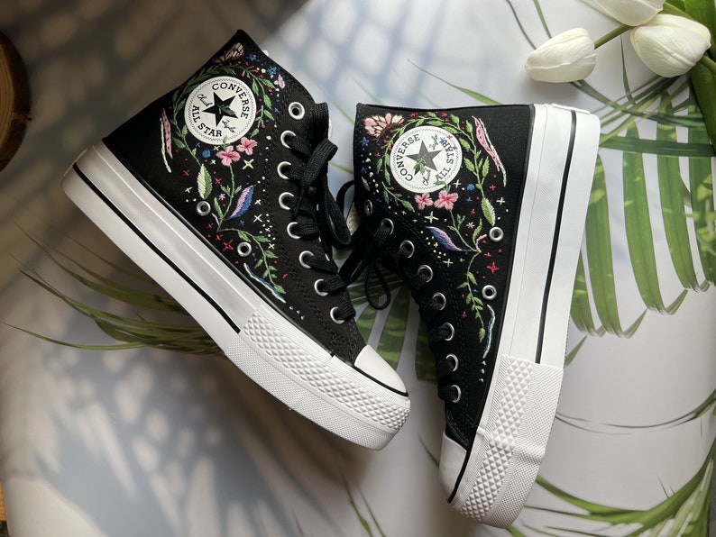 Colorful Garden Converse Embroidery