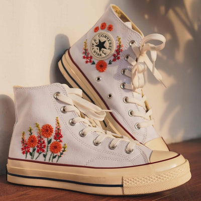 Orange Bloom Converse Embroidery