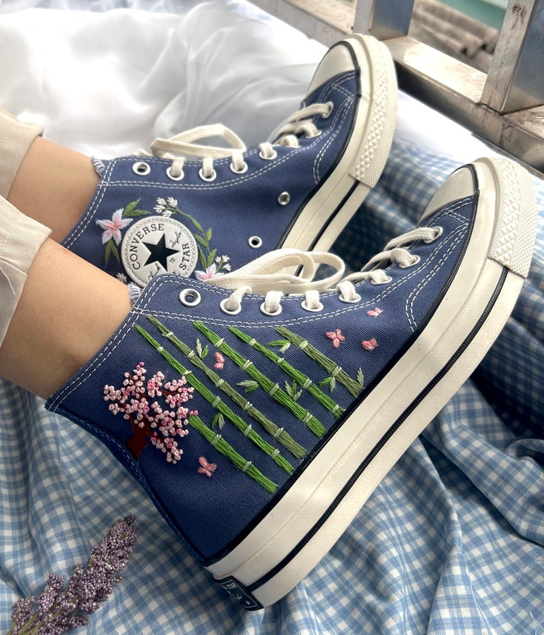 Tiger and Bamboo Converse Embroidery