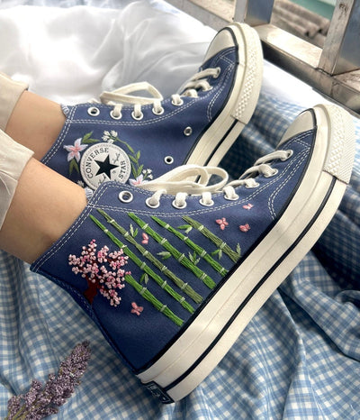 Tiger and Bamboo Converse Embroidery