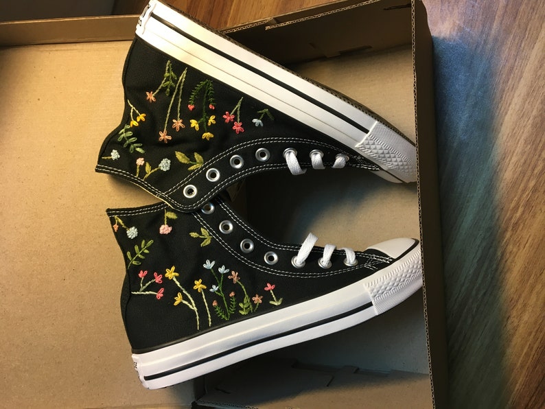 Colorful Wildflower Converse Embroidery