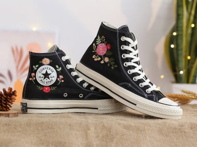Pink Chrysanthemum Converse Embroidery