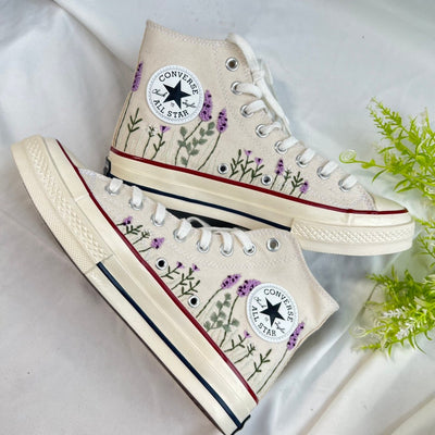 Lavender Embroidered High Tops