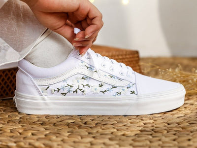 Blue Daisy Vine Converse Embroidery
