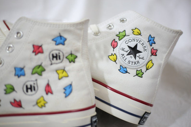 Colorful Leaves Converse Embroidery