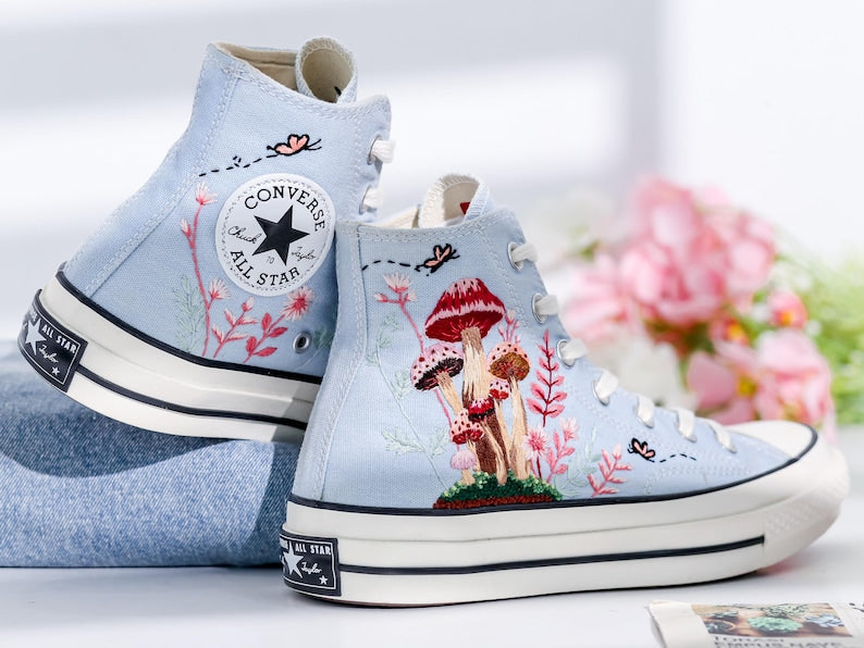 Mushrooms Embroidered Converse Shoes