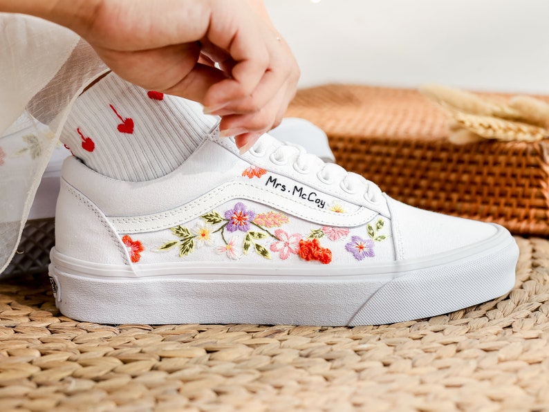 Colorful Wildflower Converse Embroidery