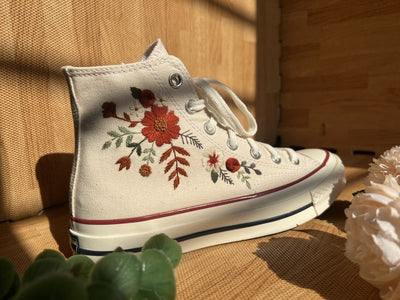 Autumn Wildflower Bouquet Converse Embroidery
