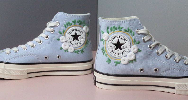 White Roses Converse Embroidery