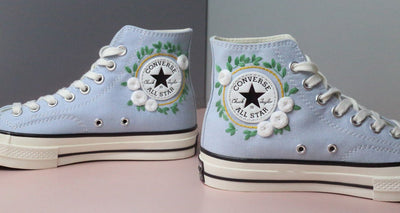 White Roses Converse Embroidery