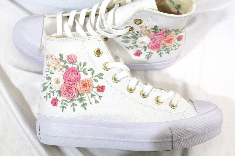 Rose Bouquet Converse Embroidery