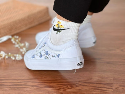 Blue Forget Me Not Converse Embroidery