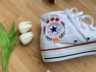 Cat and Flowers Converse Embroidery