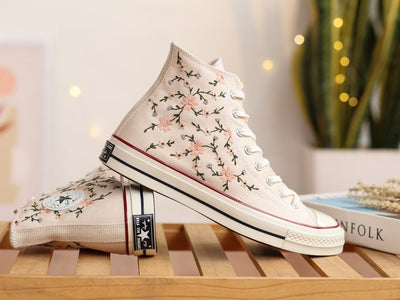 Peach Blossom Flower Converse Embroidery