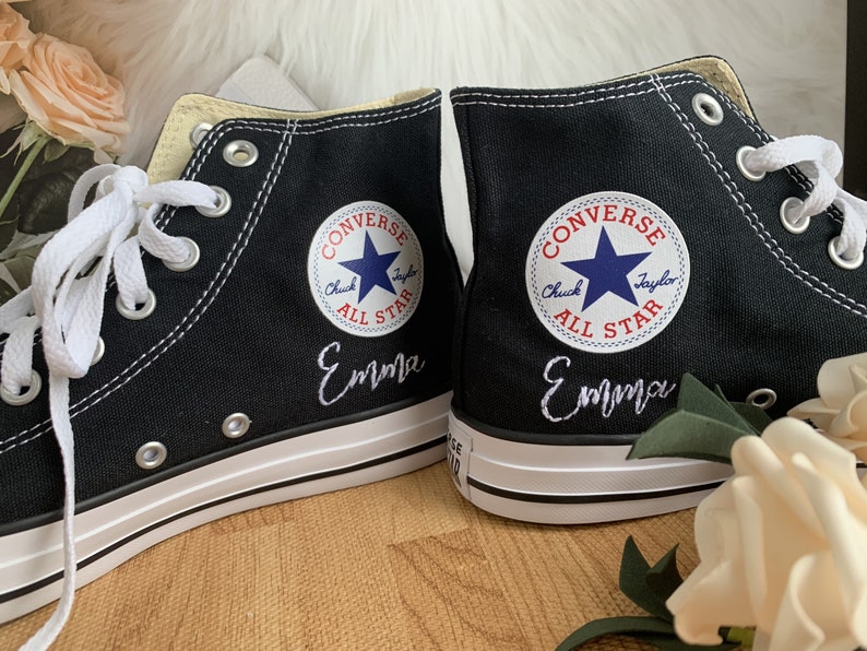 Bird and Wildflower Converse Embroidery