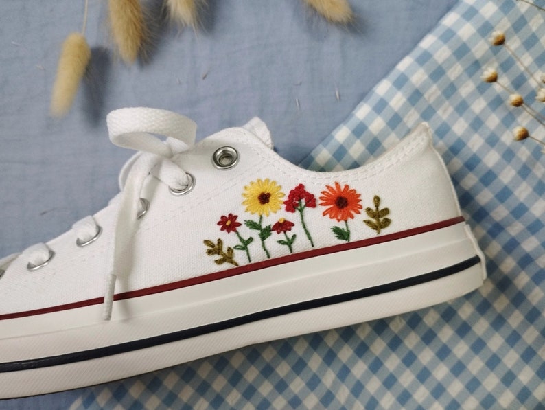 Flower Garden Converse Embroidery