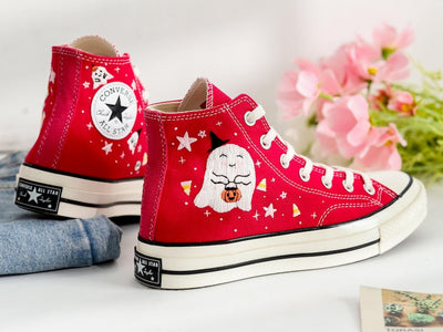 Ghost Embroidered Converse Shoes