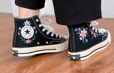 Pastel Wildflowers Converse Embroidery