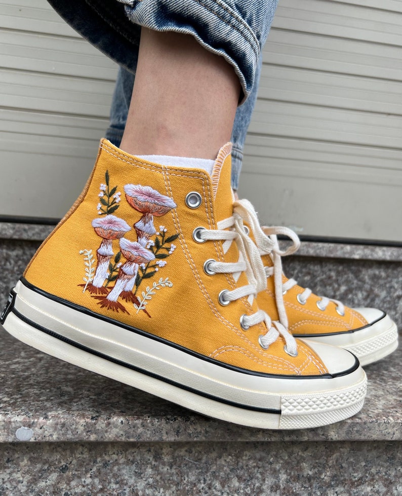 Orange Mushrooms Converse Embroidery