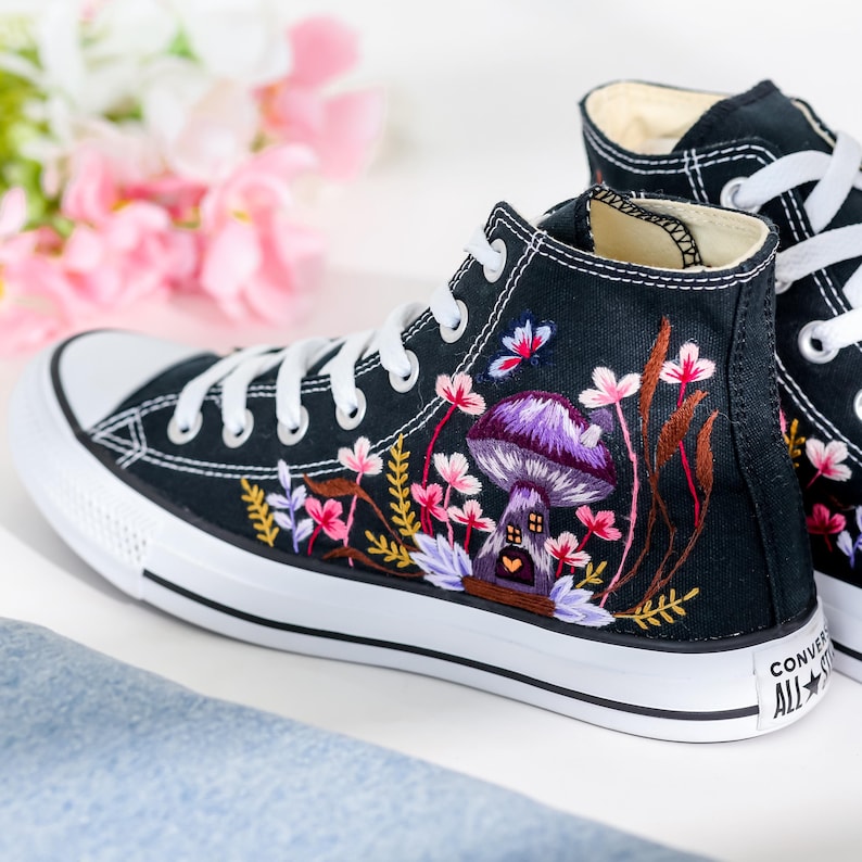 Mushrooms Embroidered Converse Shoes