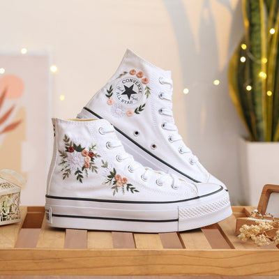 Peach Rose Bouquet Converse Embroidery