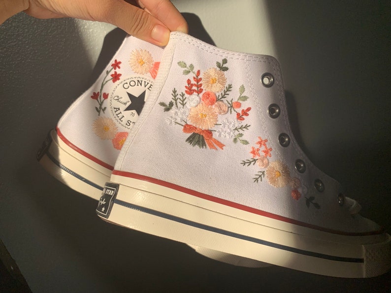 Pastel Bouquet Converse Embroidery