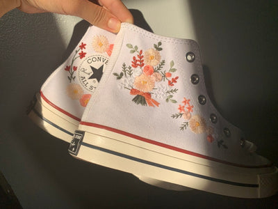 Pastel Bouquet Converse Embroidery