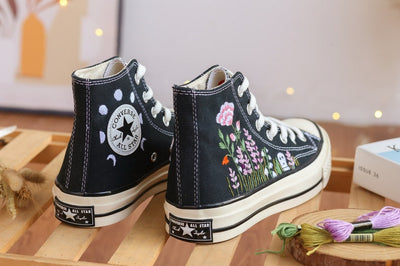 Lavender and Poppy Converse Embroidery
