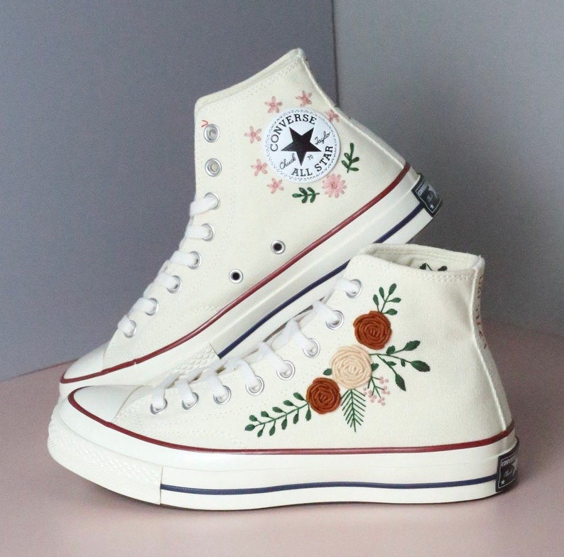 Rose Bouquet Converse Embroidery