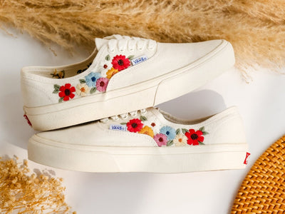 Color Flower Embroidered Vans