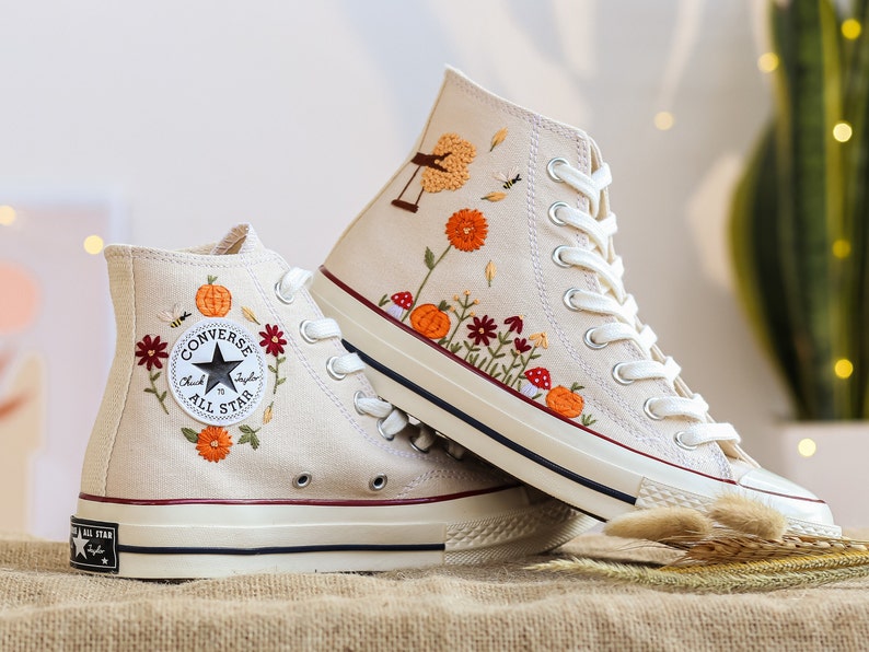 Autumn Pumpkin & Swing Converse Embroidery