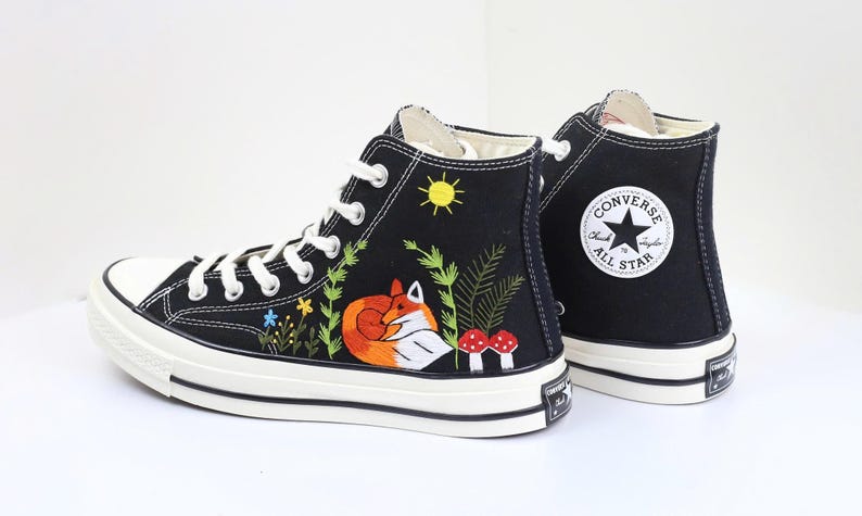 Converse Embroidered Fox and Mushroom Shoes