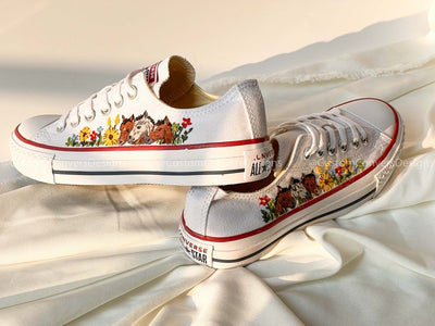 Converse Low Tops Horses And Colorful Flower