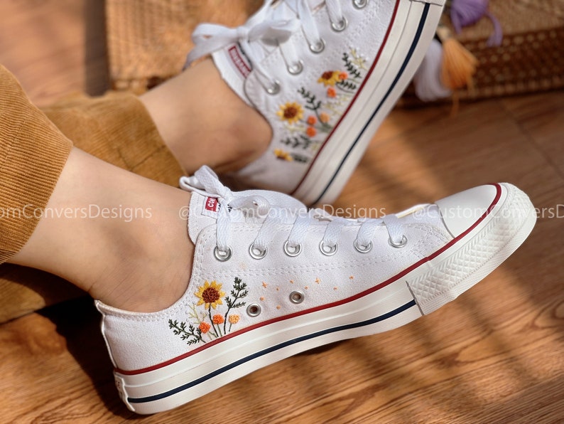 Embroidered Sneakers Sunflower Garden