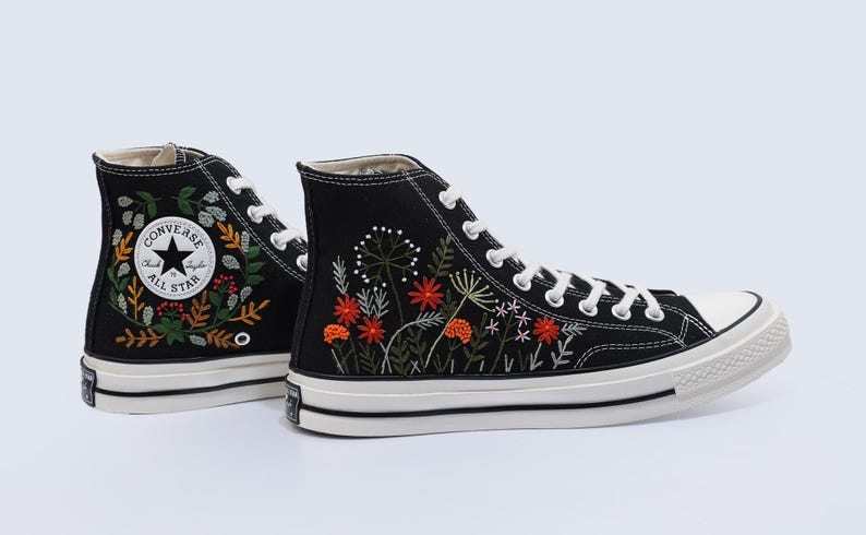 Wildflower Wreath Converse Embroidery
