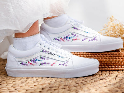 Lavender Pastel Vine Converse Embroidery