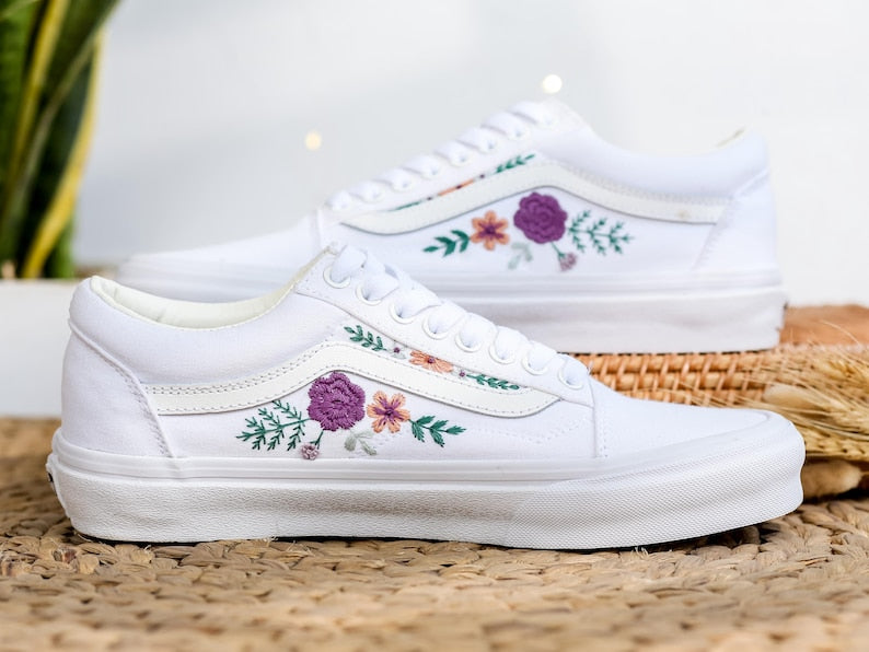 Purple Rose Wedding Converse Embroidery