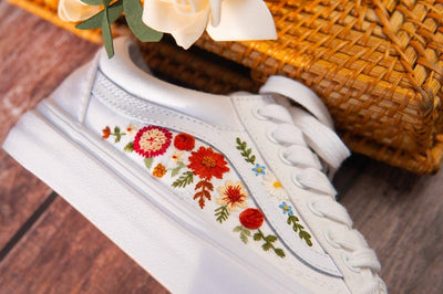 Dahlia Rose Garden Converse Embroidery