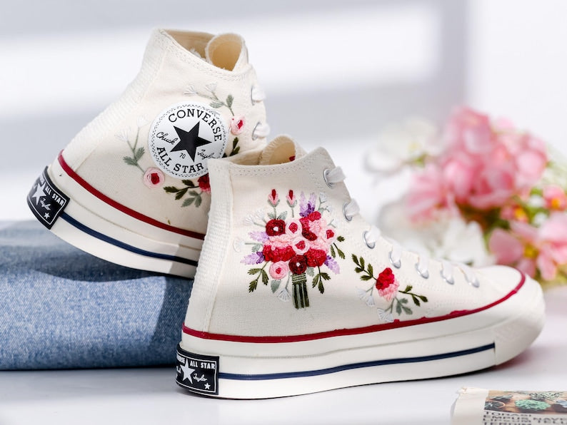 Beads Embroidered Converse Shoes