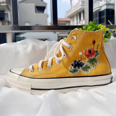 Lotus Flowers Converse Embroidery