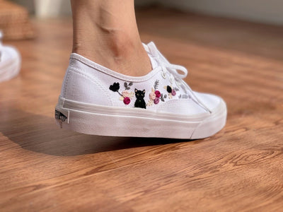 Black Cat Rose Converse Embroidery