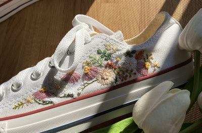 Pastel Cosmos Meadow Converse Embroidery